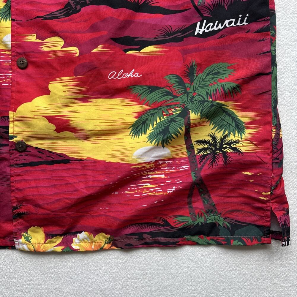Year In Year Out Hawaiian Shirt‎ Mens XXL Red Tropical Sunset Palm Tree Aloha - Picture 6 of 15